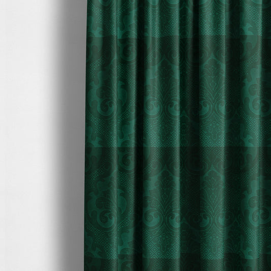 Agra Velveteen Embossed Damask Pattern Upholstery Curtains Fabric In Green Velvet CTR-2772 - Made To Measure Curtains