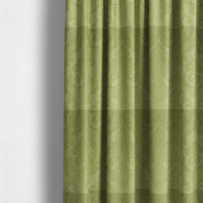 Agra Velveteen Embossed Damask Pattern Upholstery Curtains Fabric In Green Velvet CTR-2781 - Made To Measure Curtains