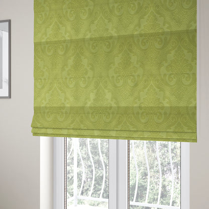 Agra Velveteen Embossed Damask Pattern Upholstery Curtains Fabric In Green Velvet CTR-2781 - Roman Blinds