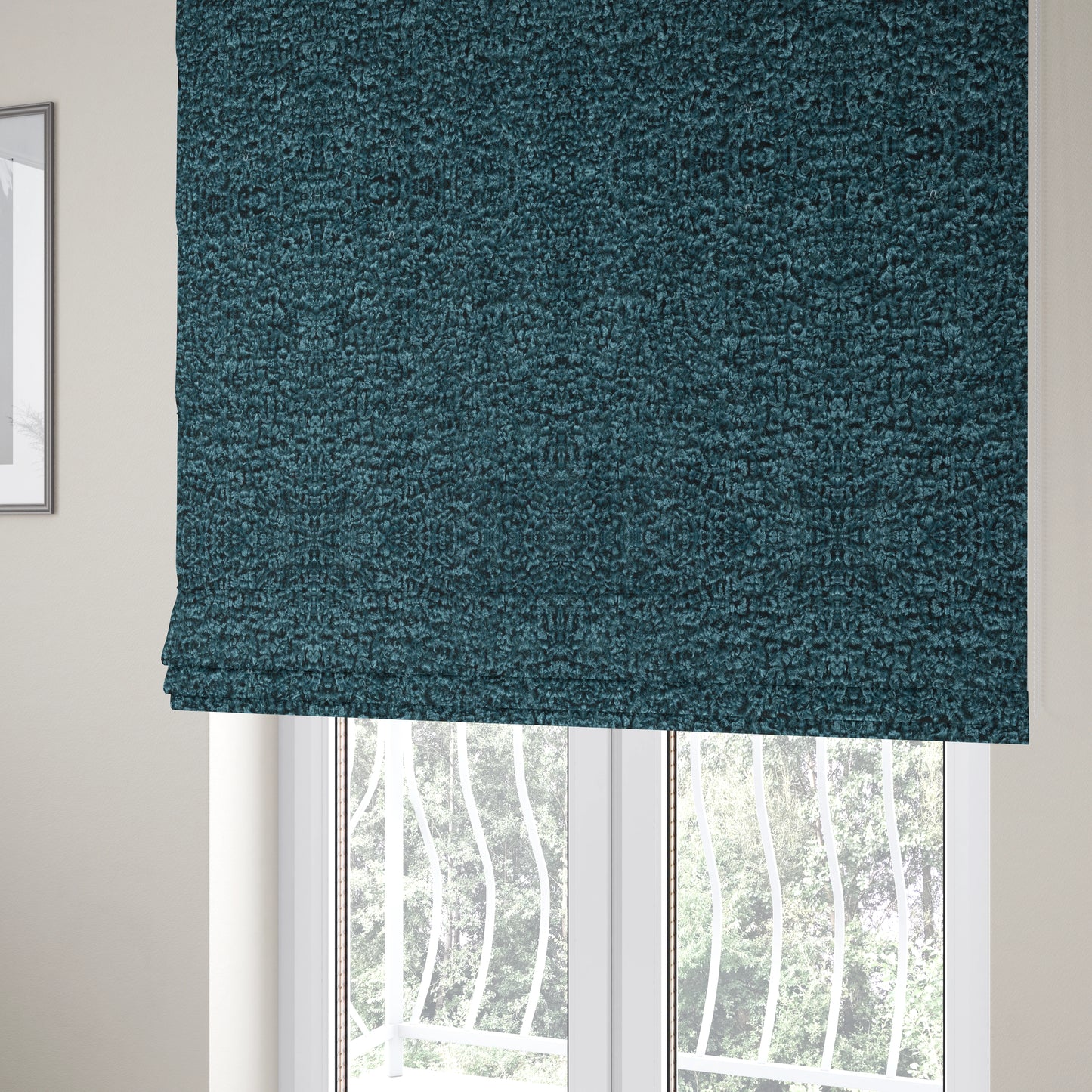 Willow Boucle Material Blue Colour Upholstery Fabric CTR-2798 - Roman Blinds