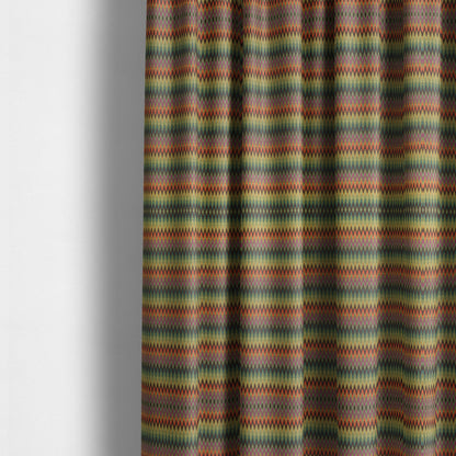 Tunis Chevron Pattern Fabrics In Smooth Finish Chenille Fabric In Zest Colour Upholstery Fabric CTR-280 - Made To Measure Curtains