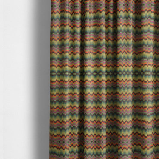 Tunis Chevron Pattern Fabrics In Smooth Finish Chenille Fabric In Zest Colour Upholstery Fabric CTR-280 - Made To Measure Curtains