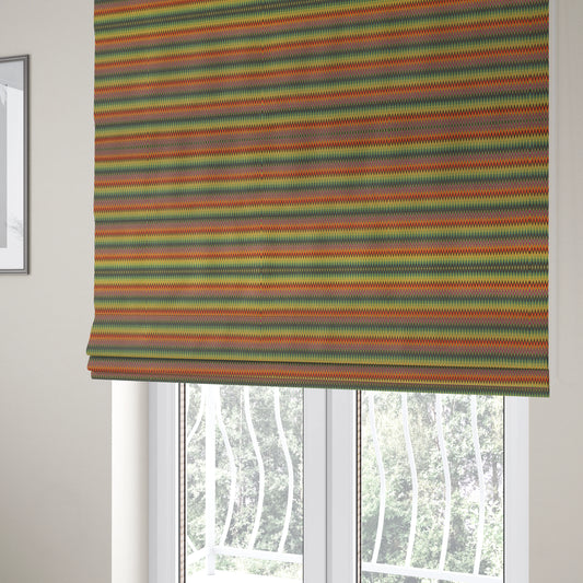 Tunis Chevron Pattern Fabrics In Smooth Finish Chenille Fabric In Zest Colour Upholstery Fabric CTR-280 - Roman Blinds