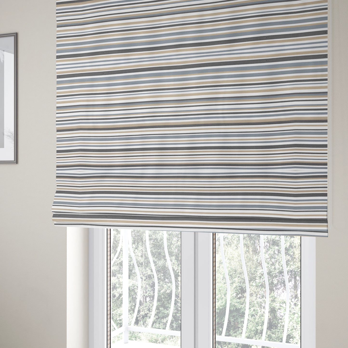 Maldives Striped Pattern Outdoor Fabric CTR-2806 - Roman Blinds