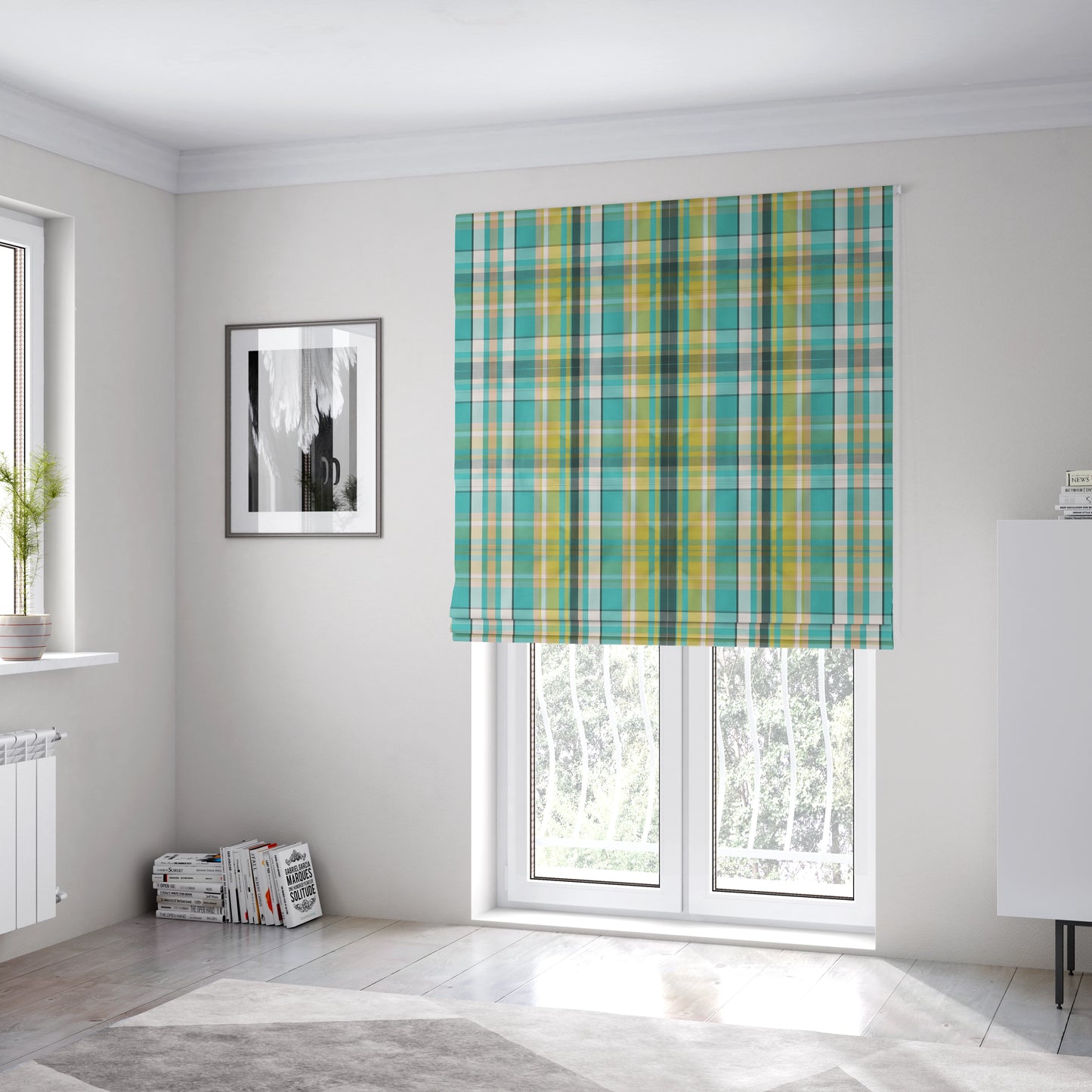 Oban Tartan Pattern Outdoor Fabric CTR-2812 - Roman Blinds