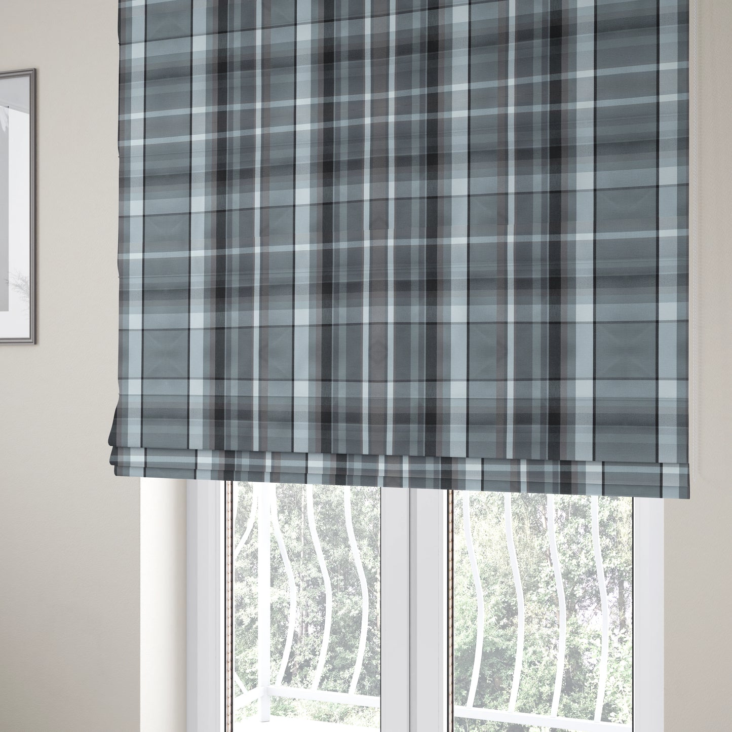 Oban Tartan Pattern Outdoor Fabric CTR-2814 - Roman Blinds