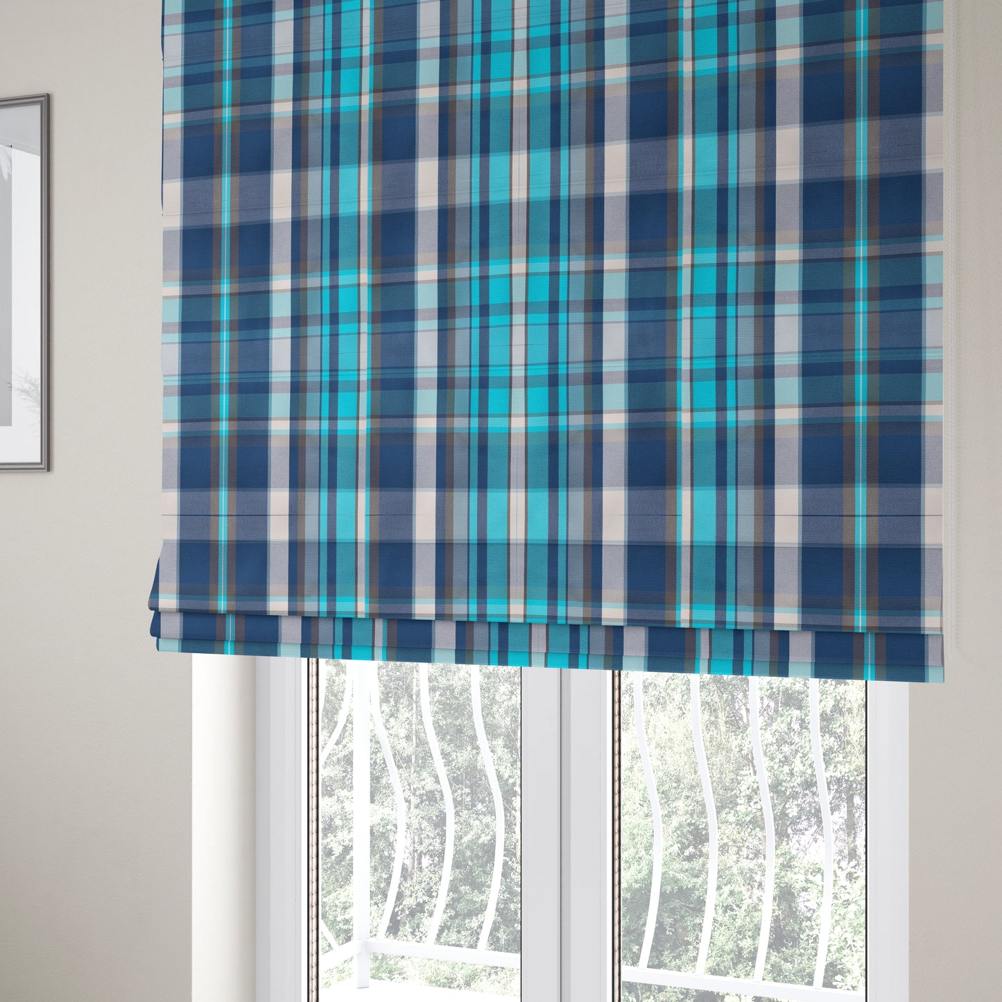 Oban Tartan Pattern Outdoor Fabric CTR-2815 - Roman Blinds