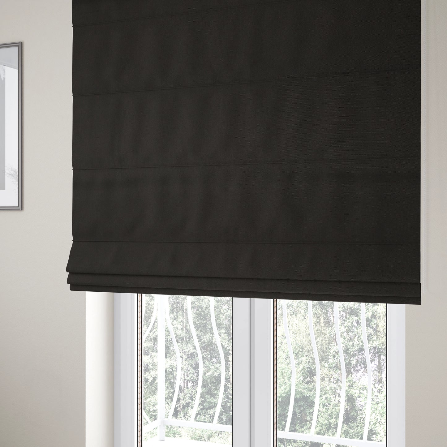 Columbo Plain Black Colour Outdoor Fabric CTR-2847 - Roman Blinds