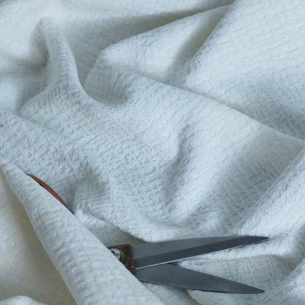 Santiago Semi Plain Chenille In White Colour Upholstery Fabric CTR-2848