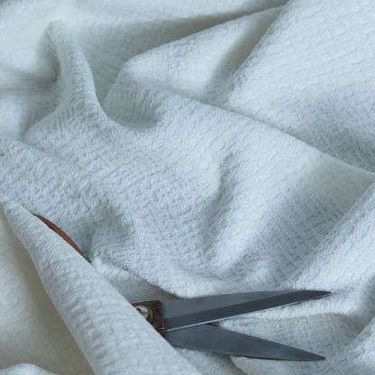 Santiago Semi Plain Chenille In White Colour Upholstery Fabric CTR-2848
