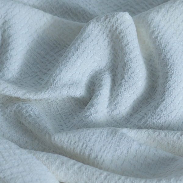 Santiago Semi Plain Chenille In White Colour Upholstery Fabric CTR-2848