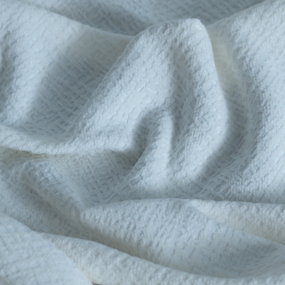Santiago Semi Plain Chenille In White Colour Upholstery Fabric CTR-2848