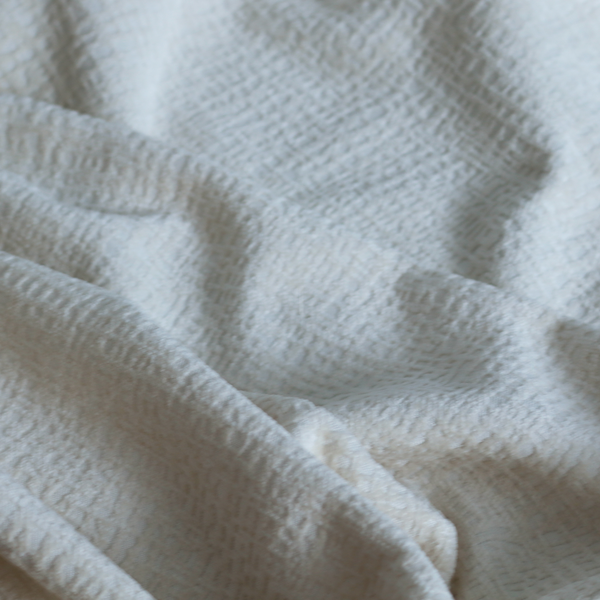 Santiago Semi Plain Chenille In Cream Colour Upholstery Fabric CTR-2849