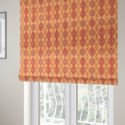 Opera Kilim Aztec Pattern Collection In Soft Chenille Beige Colour Upholstery Fabric CTR-285 - Roman Blinds