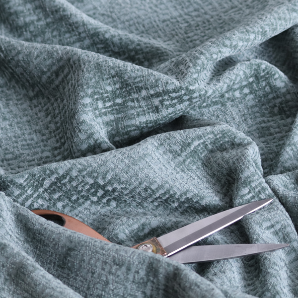 Santiago Semi Plain Chenille In Cyan Colour Upholstery Fabric CTR-2857