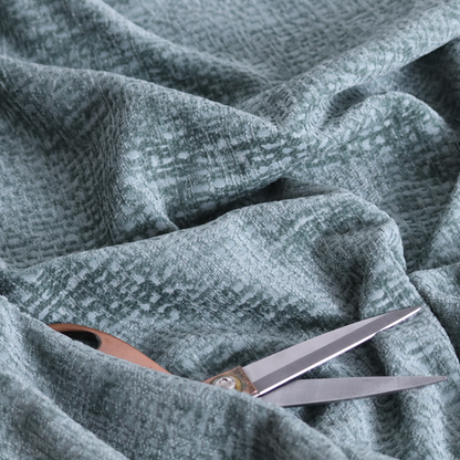 Santiago Semi Plain Chenille In Cyan Colour Upholstery Fabric CTR-2857