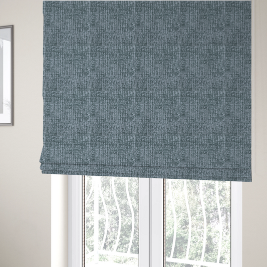 Santiago Semi Plain Chenille In Cyan Colour Upholstery Fabric CTR-2857 - Roman Blinds