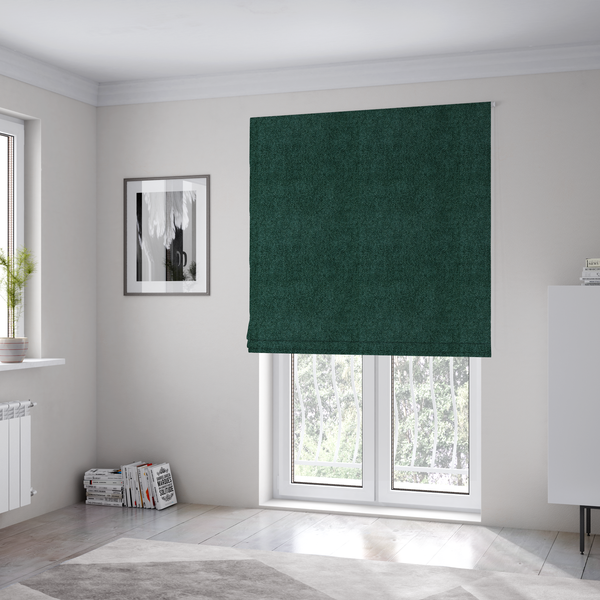 Natland Boucle Chenille Textured In Dark Green Colour Upholstery Fabric CTR-2896 - Roman Blinds
