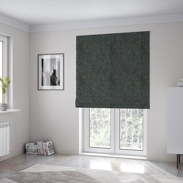Natland Boucle Chenille Textured In Black Colour Upholstery Fabric CTR-2910 - Roman Blinds