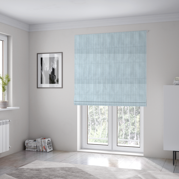 Kendal Soft Plain Chenille Stripe In Pure White Colour Upholstery Fabric CTR-2913 - Roman Blinds