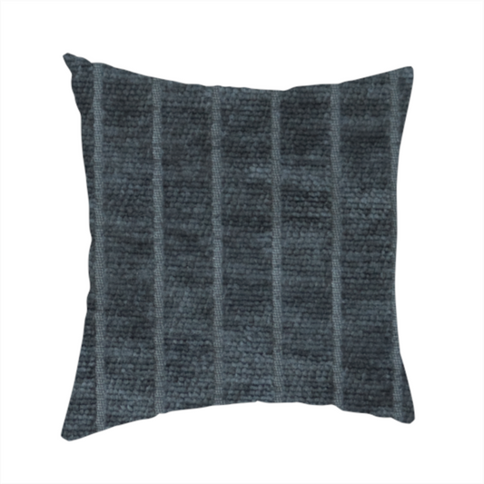 Kendal Soft Plain Chenille Stripe In Charcoal Grey Colour Upholstery Fabric CTR-2916 - Handmade Cushions