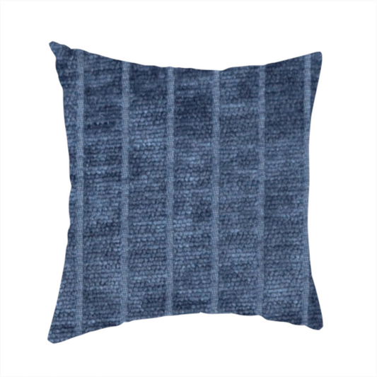 Kendal Soft Plain Chenille Stripe In Navy Blue Colour Upholstery Fabric CTR-2917 - Handmade Cushions