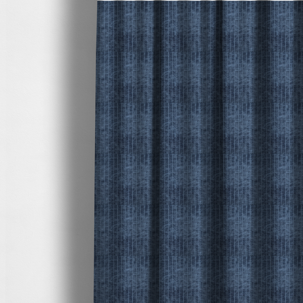 Kendal Soft Plain Chenille Stripe In Navy Blue Colour Upholstery Fabric CTR-2917 - Made To Measure Curtains