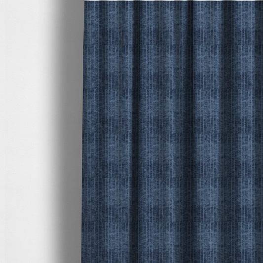 Kendal Soft Plain Chenille Stripe In Navy Blue Colour Upholstery Fabric CTR-2917 - Made To Measure Curtains