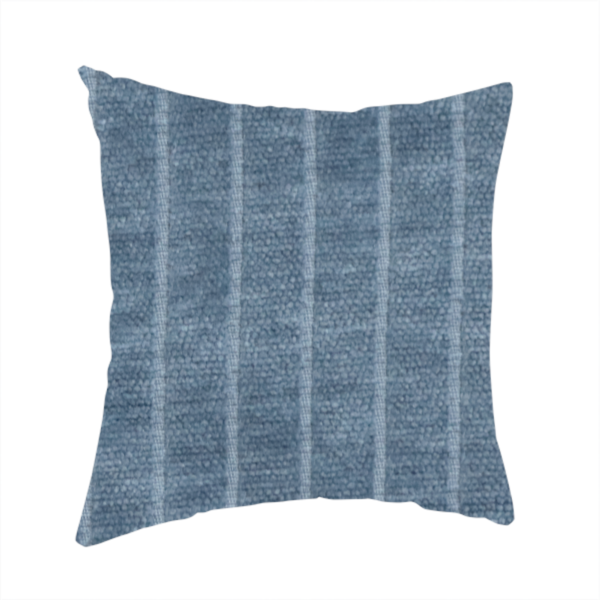 Kendal Soft Plain Chenille Stripe In Blue Colour Upholstery Fabric CTR-2918 - Handmade Cushions