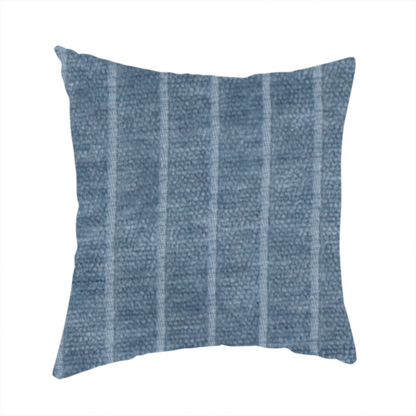 Kendal Soft Plain Chenille Stripe In Blue Colour Upholstery Fabric CTR-2918 - Handmade Cushions