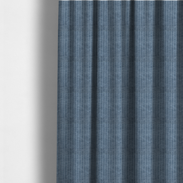 Kendal Soft Plain Chenille Stripe In Blue Colour Upholstery Fabric CTR-2918 - Made To Measure Curtains