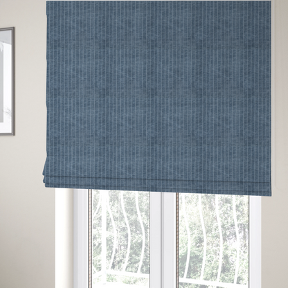 Kendal Soft Plain Chenille Stripe In Blue Colour Upholstery Fabric CTR-2918 - Roman Blinds