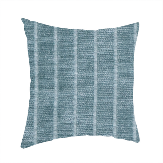 Kendal Soft Plain Chenille Stripe In Teal Colour Upholstery Fabric CTR-2919 - Handmade Cushions