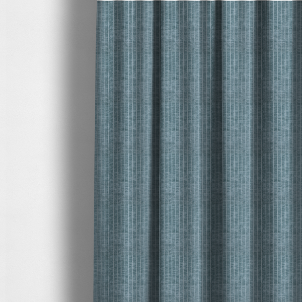 Kendal Soft Plain Chenille Stripe In Teal Colour Upholstery Fabric CTR-2919 - Made To Measure Curtains