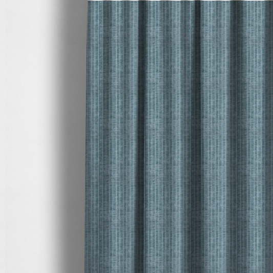 Kendal Soft Plain Chenille Stripe In Teal Colour Upholstery Fabric CTR-2919 - Made To Measure Curtains