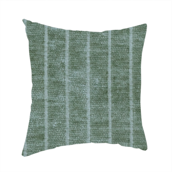 Kendal Soft Plain Chenille Stripe In Green Colour Upholstery Fabric CTR-2920 - Handmade Cushions