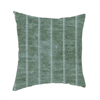 Kendal Soft Plain Chenille Stripe In Green Colour Upholstery Fabric CTR-2920 - Handmade Cushions