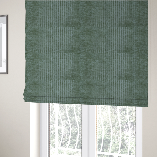 Kendal Soft Plain Chenille Stripe In Green Colour Upholstery Fabric CTR-2920 - Roman Blinds