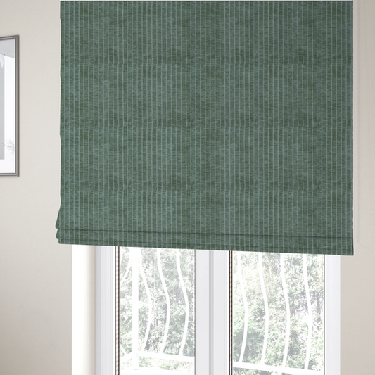Kendal Soft Plain Chenille Stripe In Green Colour Upholstery Fabric CTR-2920 - Roman Blinds
