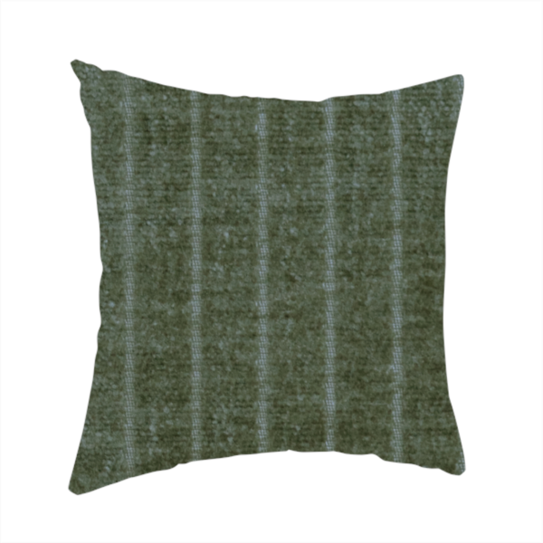 Kendal Soft Plain Chenille Stripe In Army Green Colour Upholstery Fabric CTR-2921 - Handmade Cushions