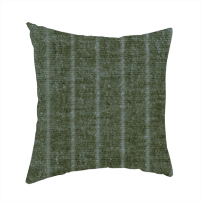 Kendal Soft Plain Chenille Stripe In Army Green Colour Upholstery Fabric CTR-2921 - Handmade Cushions