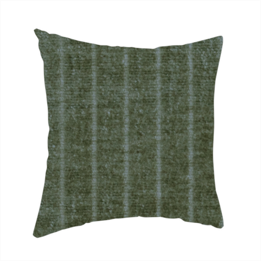 Kendal Soft Plain Chenille Stripe In Army Green Colour Upholstery Fabric CTR-2921 - Handmade Cushions