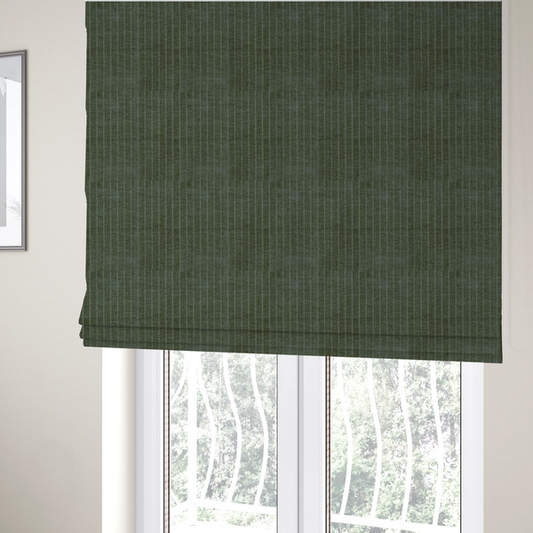 Kendal Soft Plain Chenille Stripe In Army Green Colour Upholstery Fabric CTR-2921 - Roman Blinds