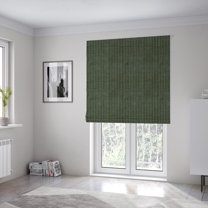 Kendal Soft Plain Chenille Stripe In Army Green Colour Upholstery Fabric CTR-2921 - Roman Blinds