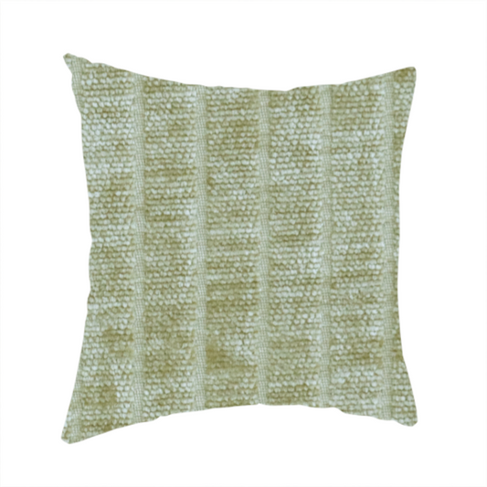 Kendal Soft Plain Chenille Stripe In Yellow Colour Upholstery Fabric CTR-2922 - Handmade Cushions