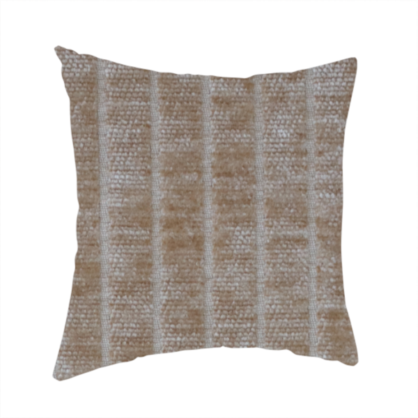 Kendal Soft Plain Chenille Stripe In Peach Colour Upholstery Fabric CTR-2923 - Handmade Cushions