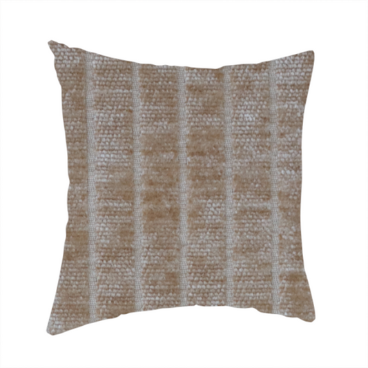 Kendal Soft Plain Chenille Stripe In Peach Colour Upholstery Fabric CTR-2923 - Handmade Cushions