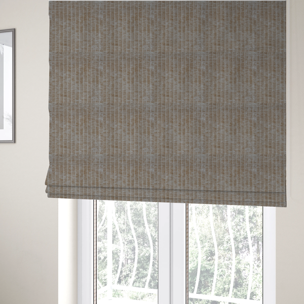 Kendal Soft Plain Chenille Stripe In Peach Colour Upholstery Fabric CTR-2923 - Roman Blinds