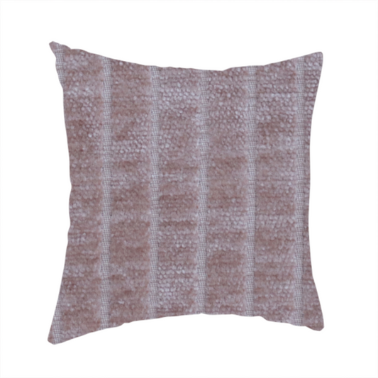 Kendal Soft Plain Chenille Stripe In Salmon Colour Upholstery Fabric CTR-2924 - Handmade Cushions