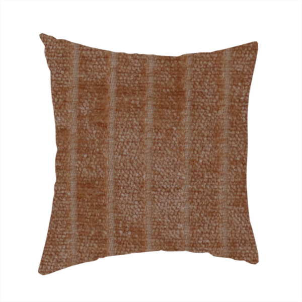 Kendal Soft Plain Chenille Stripe In Orange Colour Upholstery Fabric CTR-2925 - Handmade Cushions